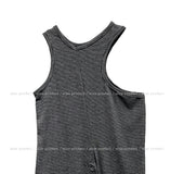 Pin Stripe Unbalance Button Sleeveless