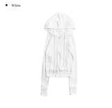 Shutter Ribbed Knit Crop Hood Zip-Up