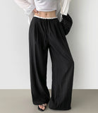 Rustling Color Matching Ice Wide Slacks Banding Pants