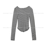 Odd Snap Deep V-Neck Stripe Long Sleeve
