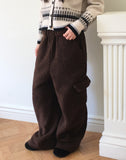 Moles Fluffy Fleece Wide Cargo Pocket Pants
