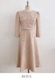 Elnis Three Quarter Tweed Flare One Piece