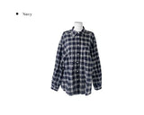 [MADE] Riche Over Boxy Check Long Sleeve Wrinkle Shirt
