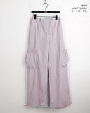 Sinjeu String Pocket Nylon Two-Way Long Wide Pants