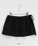 [BAONHAUS] Poporing Tiered Shirring Layered Wrap Mini Skirt