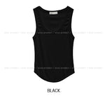 [U-BASIC/1+1] Lucy Ribbed U-Neck Mango Sleeveless