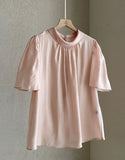 Grace Chiffon Shirring Short Sleeve Blouse