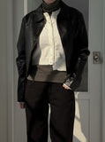 Glossy leather crop jacket