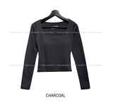 [U-BASIC] Tena Square Basic Long Sleeve T-shirt (with cup)