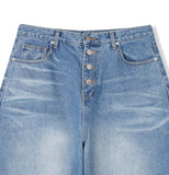 Wiz Button Washed Balloon Denim Pants