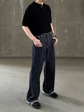 Non-Fade Linen Slab Wide Denim