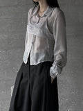 See-through bustier shirt set