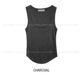 [U-BASIC/1+1] Lucy Ribbed U-Neck Mango Sleeveless