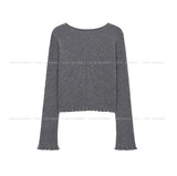 Mode Ribbed Open Frill Cardigan