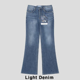 Stone washing ice cooling bootcut denim pants