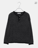 [MADE] Aeon Stripe Henley Neck Button Knit
