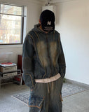 Dirty Sand Denim Hood Zip-Up
