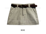 Bestie Low-rise Cotton Skirt (+belt set)