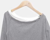 Raon Unbalanced Studded One-Shoulder T-Shirt