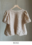Bubble Puff Balloon Jacquard Tee Blouse