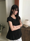 Putting Balloon Short Sleeve Cap Sleeve Blouse