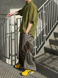 Nylon Two-Tone Curve Line Pants