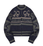 [2-WAY] RIBBON CROP Knit Zip-up