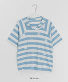 Kaol Stripe Dot Hood Short Sleeve Tee