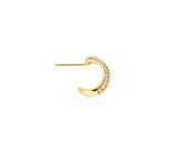 Claw Silver Half Pave Hoop Earrings