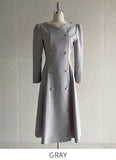 Romid Double Button Puff Tweed Flare One Piece