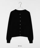 Kyudijeu Color Round Plain Knit Cardigan