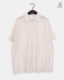 [MADE] Vines Stripe See-through Short Sleeve Shirt