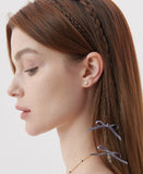 H Heart Silver Stone 2WAY Earring