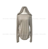 Tenshi see-through shirring drape hoodie