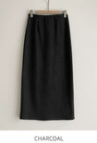 Litten brushed banding H-line slit long skirt