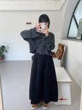 Lovey pin tuck cotton banding long skirt