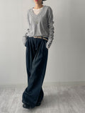 Alpha button V-neck loose fit knit