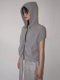 GINGHAM SHIRRING ZIP-UP