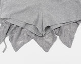 Daken Lace Tiered Ribbon Shirring Flare Mini Skirt