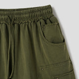 Pio Stud Double Knee Washed Bermuda Pants