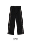 Pinata embroidery wide denim pants