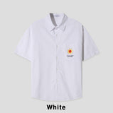Britain embroidery linen half shirt
