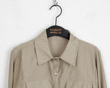 [MADE] Lippe Vintage Pleated Pocket Collar Semi Crop Long Sleeve Shirt