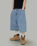 One-tuck Bermuda denim pants
