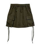 Bead ribbon cargo mini skirt