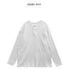 Simple Line Henley Neck Long Sleeve