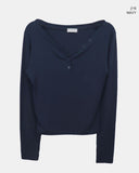 Ribe Burton V-Neck Ribbed Long Sleeve T-Shirt