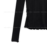 Heroni Ruffle Ribbed Long Sleeve