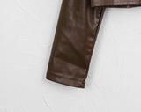 Bottle Biker Pocket Cropped Leather Jacket