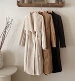 Bedrin Shawl Collar Down Long Padding Coat (Belt Set)